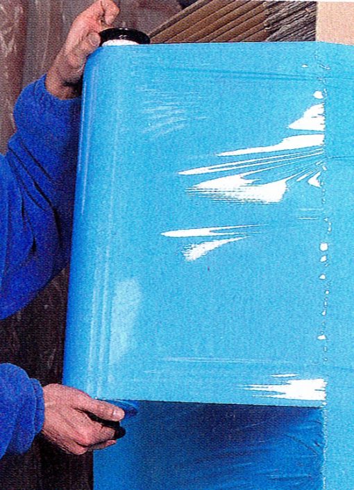 film étirable manuel bleu opaque utilisé avec embouts
