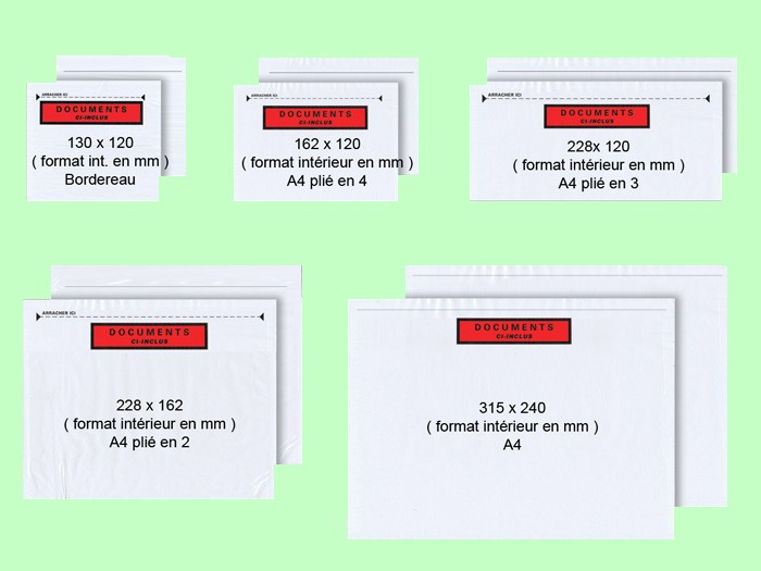 pochettes format mini porte documents ci-inclus NEUTRE 130*120mm format DIN  mini
