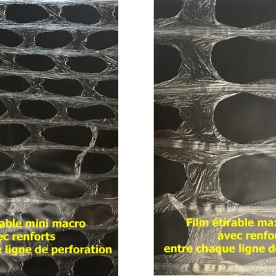 Film étirable macro perforé avec renforts