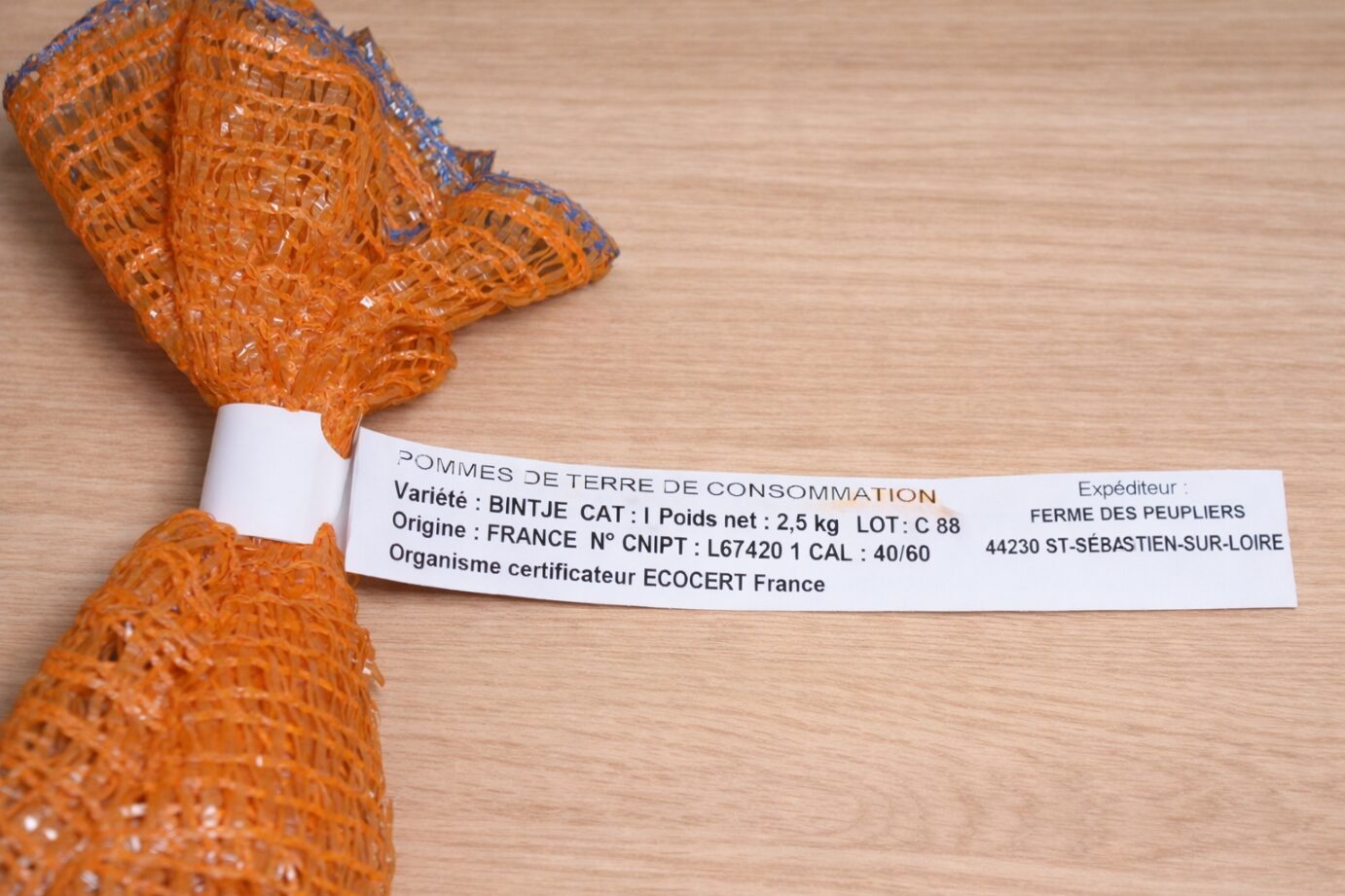 L'étiquette pour sac filet